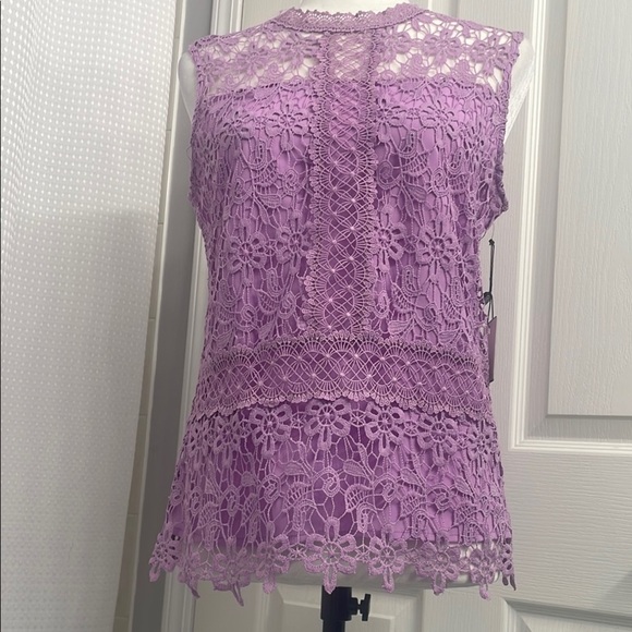 Laundry By Shelli Segal Purple Lace Sleeveless Blouse. Fitted Sz S - Picture 4 of 10